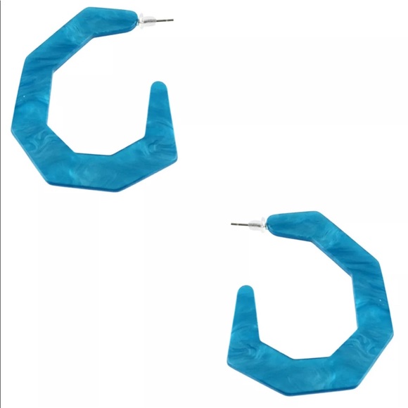 JUST IN! Teal Acrylic Geo Hoop - Picture 1 of 2